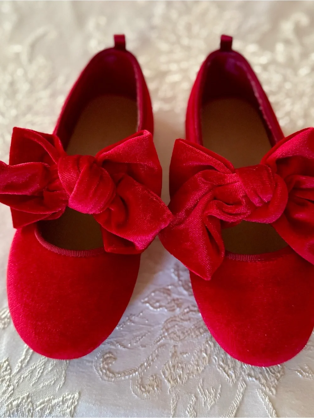 Old Navy Toddler Girls Red Velvet Bow Ballet Flats, Size 9